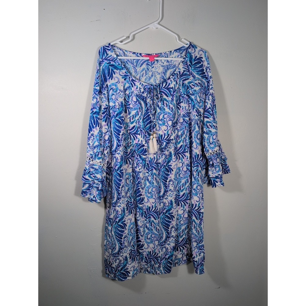 Lilly Pulitzer 3/4 Sleeve Tunic Dress Blue $125‎ Size XL